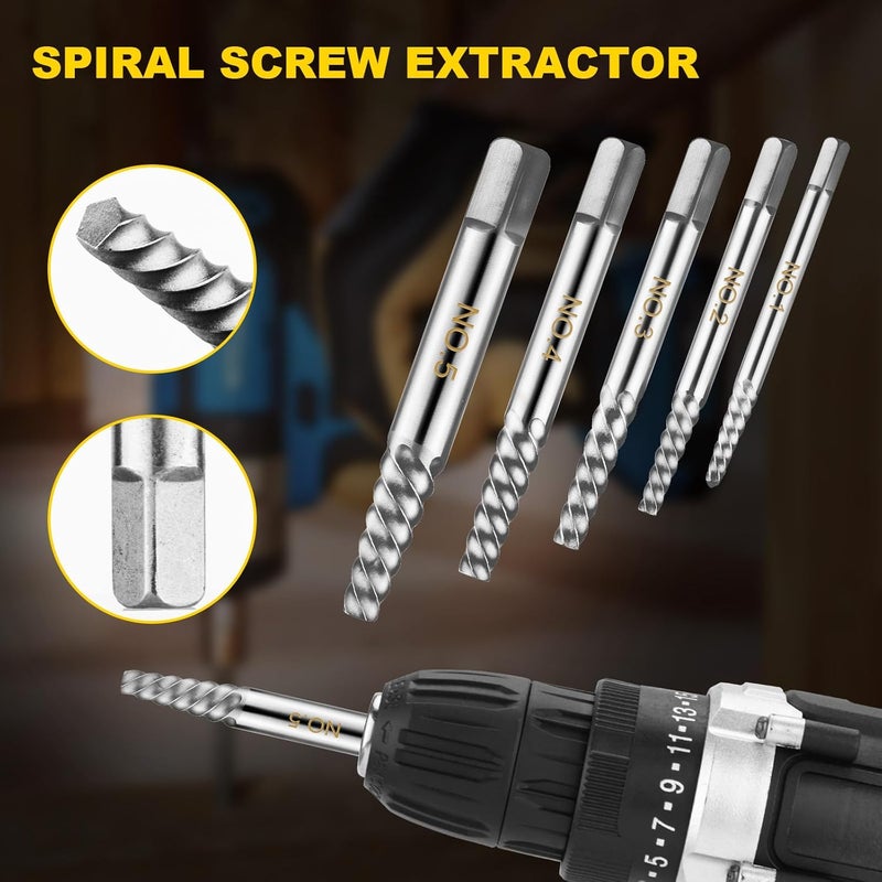VALKYNOS 14 PCS Screw & Bolt Extractor Set – 35# Cr-Mo & HSS Steel Easy Out Kit with Left Hand Drill Bits for Removing Broken Bolts, Stripped Screws & Damaged Fasteners with Storage Case - Image 4